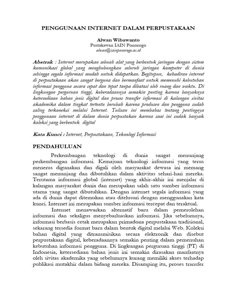 Internet di Perpustakaan PT | PDF | Komputer