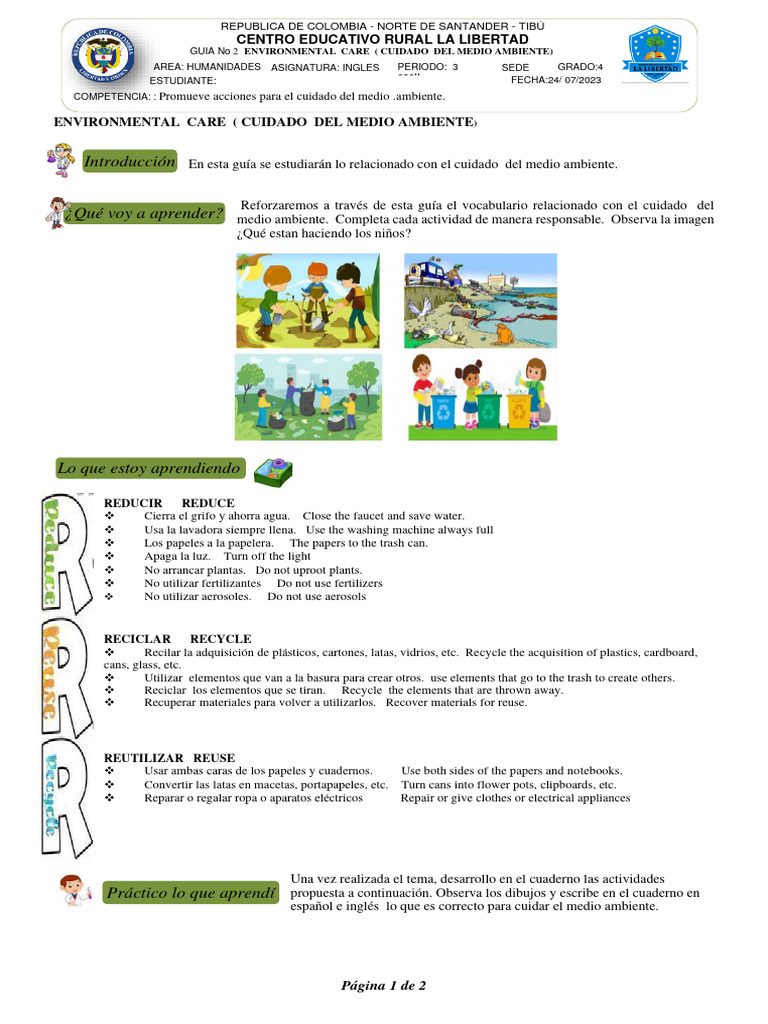 Guía de Cuidado del Medio Ambiente Infantil | PDF | Impacto humano en ...