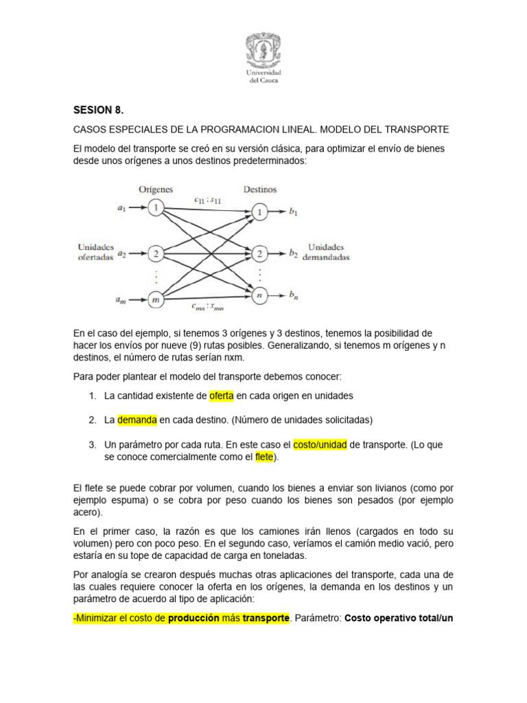 Modelo de Transporte en Programación Lineal | PDF | Transporte ...