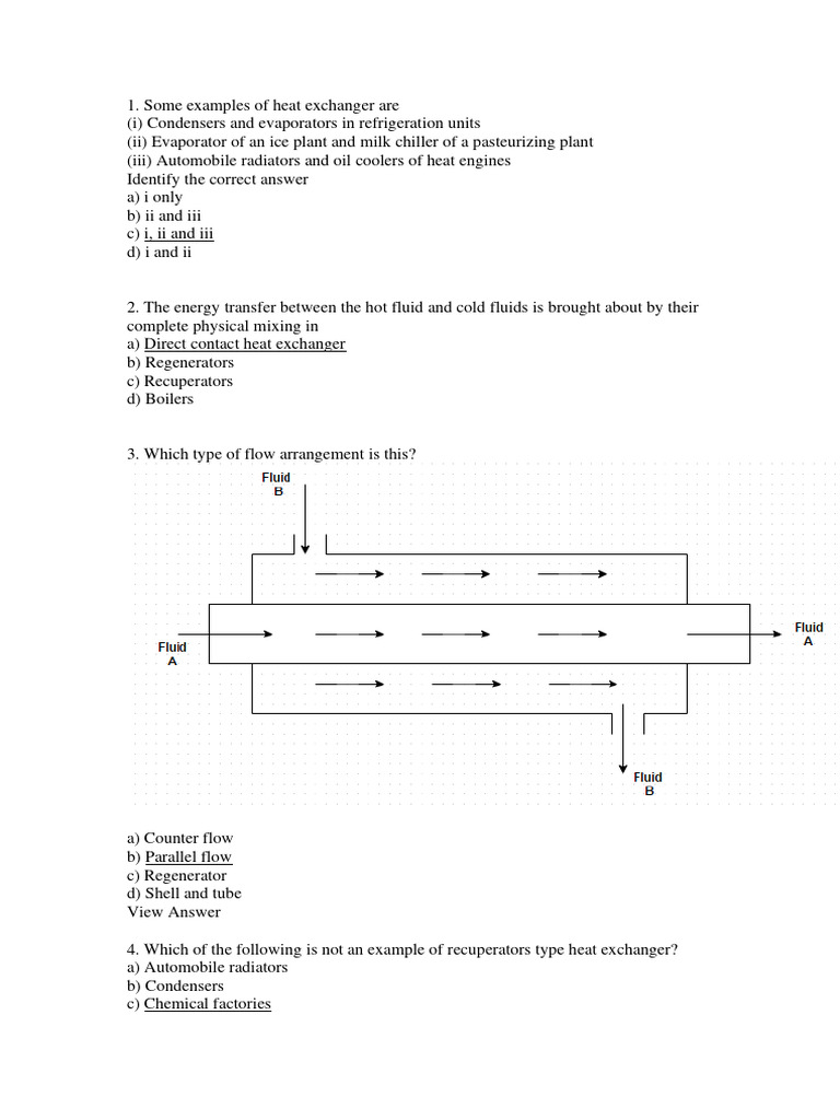 Heat Exchangers MCQs PDF Heat Exchanger Building Engineering