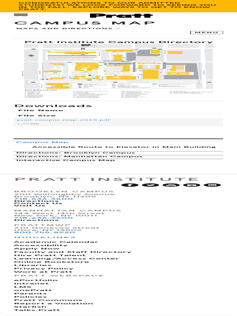 Pratt Institute Visit Pratt Maps and Directions Campus Map PDF