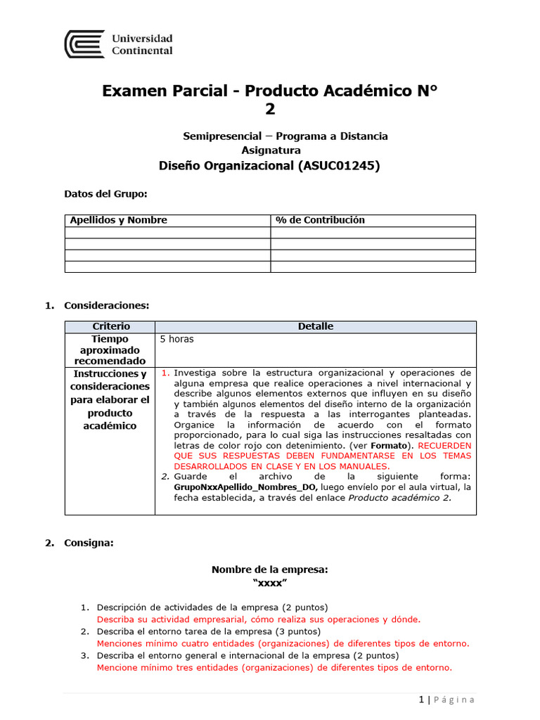 Diseño - Organizacional PA2 Examen Parcial | PDF | Crecimiento personal ...