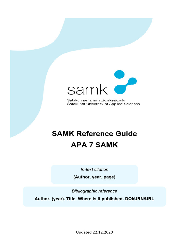 Samk Reference Guide | PDF | Citation | Bibliography