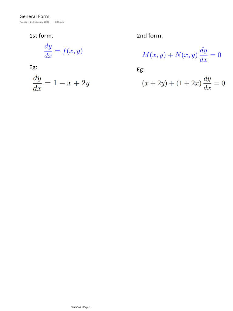 First order differential equations pdf ordinary differential