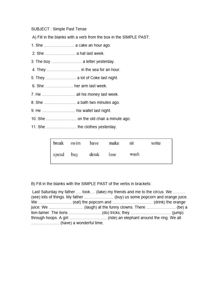 SIMPLE PAST TENSE EXERCISES PDF PERFECT ENGLISH GRAMMAR visual data 2