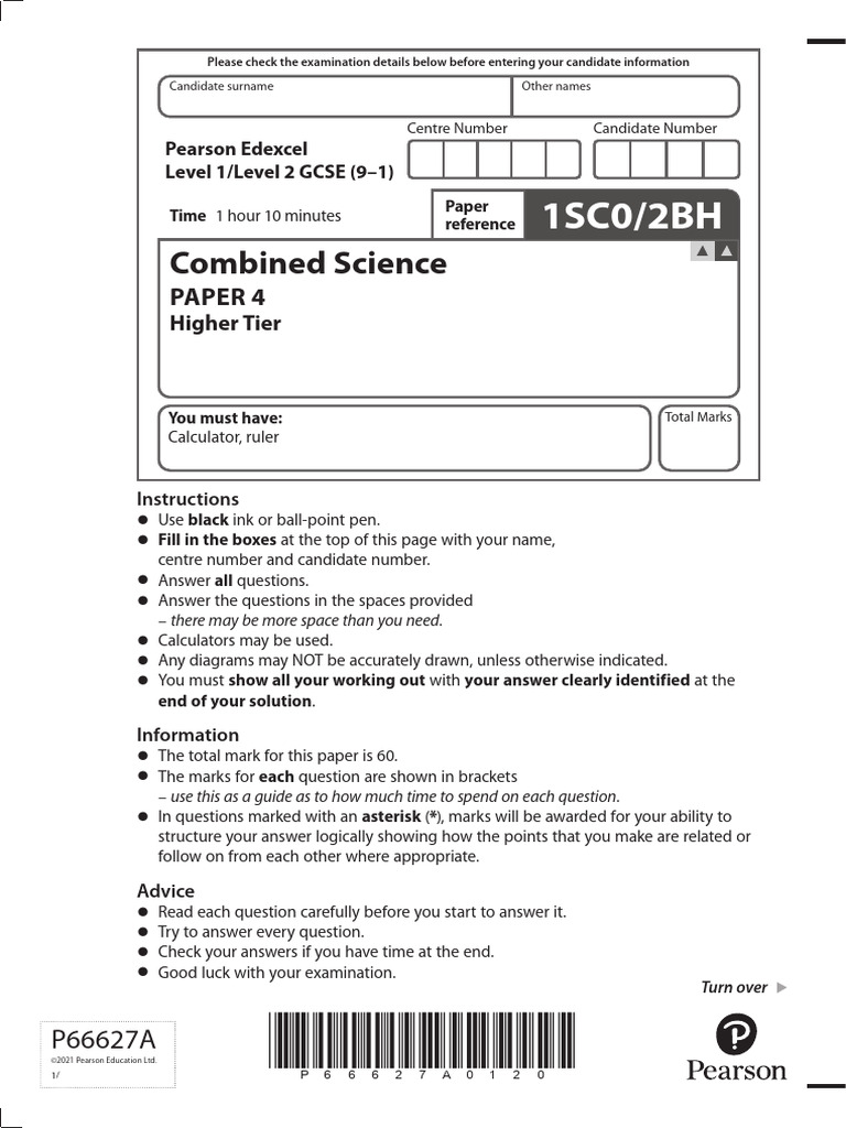 GCSE Combined Science Paper 4 Answers | PDF | Estrogen | Clinical Medicine