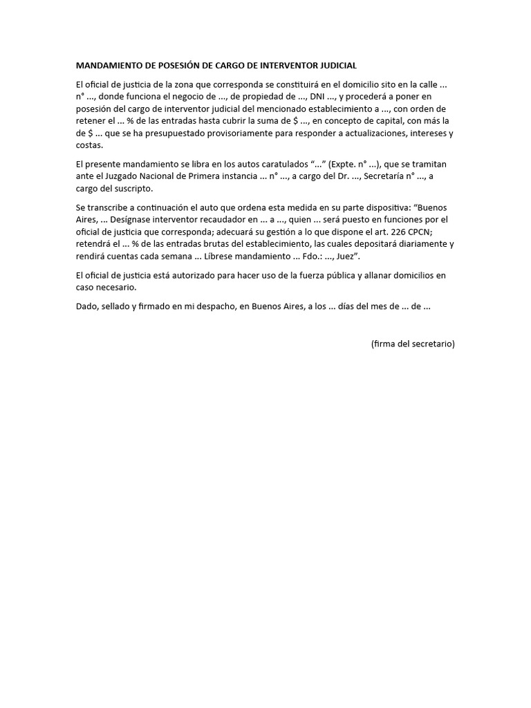 Mandamiento de Interventor Judicial | PDF | Derecho