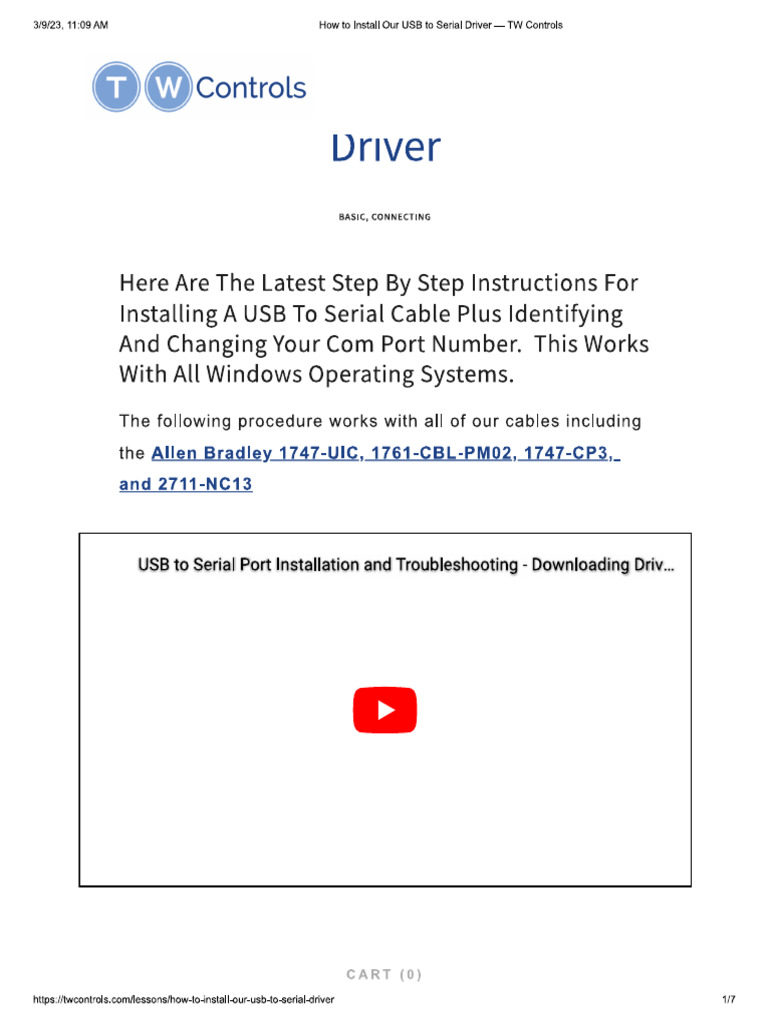 How To Install Our USB To Serial Driver - TW Controls | PDF