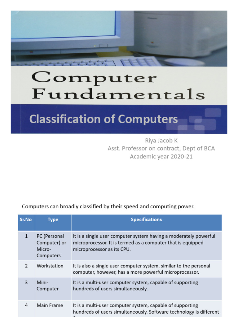 Types and Classification of Computers | PDF | Workstation | Personal ...
