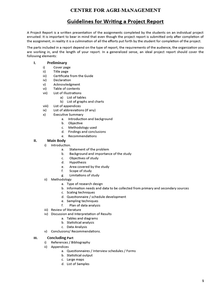 Guidelines For Report Writing (SIP) PDF Methodology Data