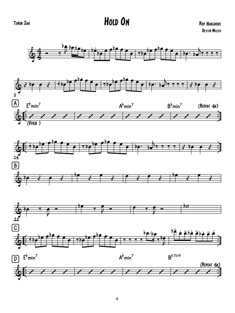 Hold On Tenor Sax PDF