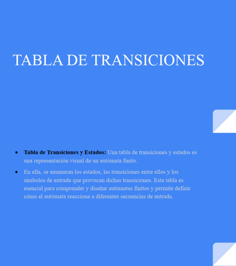 Tabla de Transiciones de Autómatas | PDF | Métodos y materiales de ...