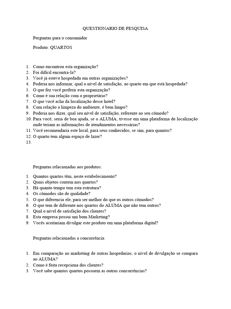 Exemplos De Questionario Para Pesquisa 6 Tipos De Perguntas Para Fazer