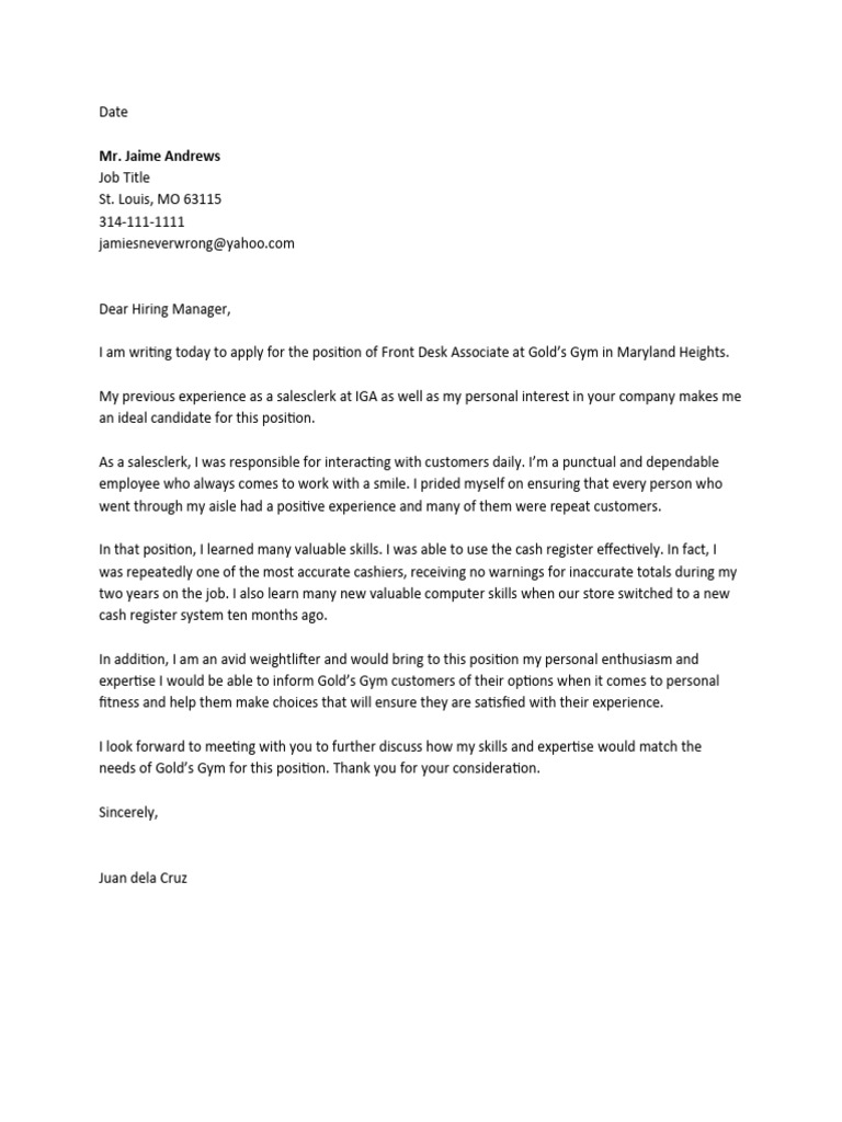 Cover Letter Template 1 PDF