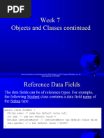 Week 7 Objects and Classes Contintued