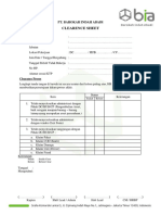 Clearance Sheet BIA