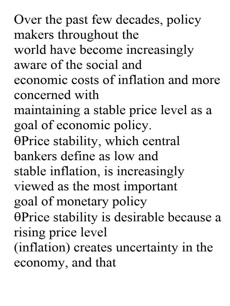 Should Price Stability Be The Primary Goal of Policy PDF