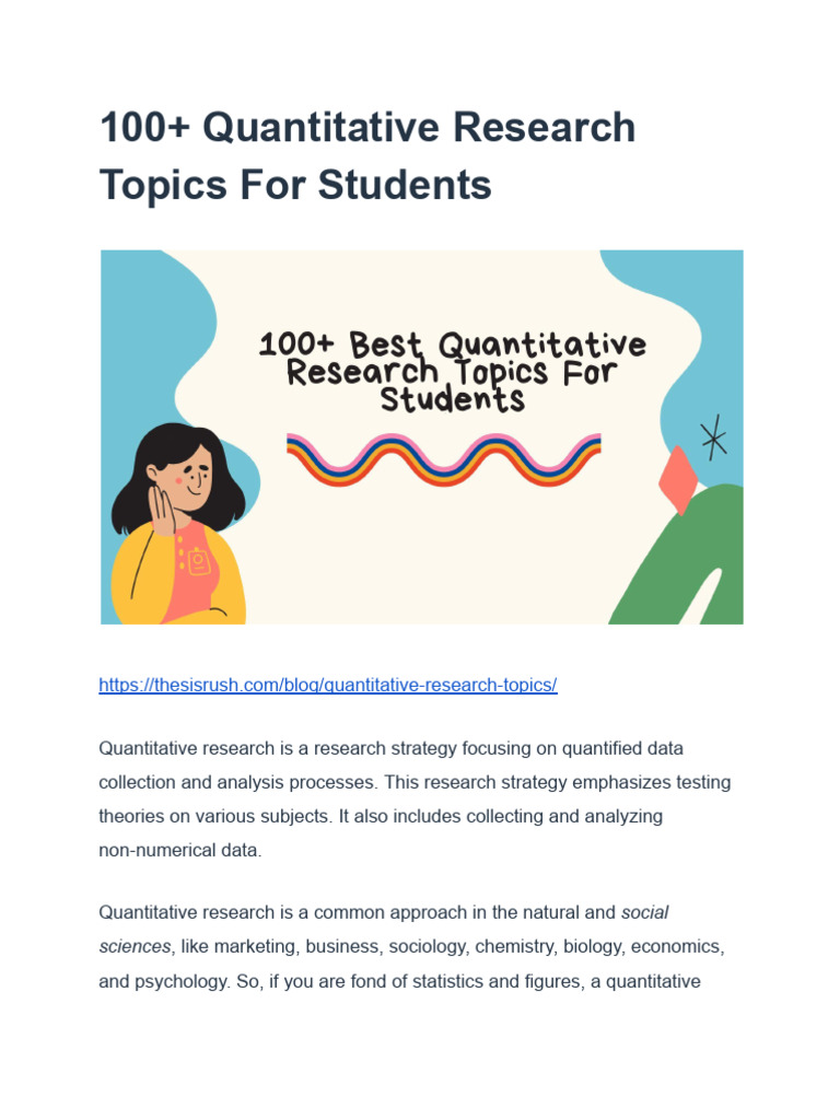 100+ Quantitative Research Topics | PDF | Social Science | Wellness
