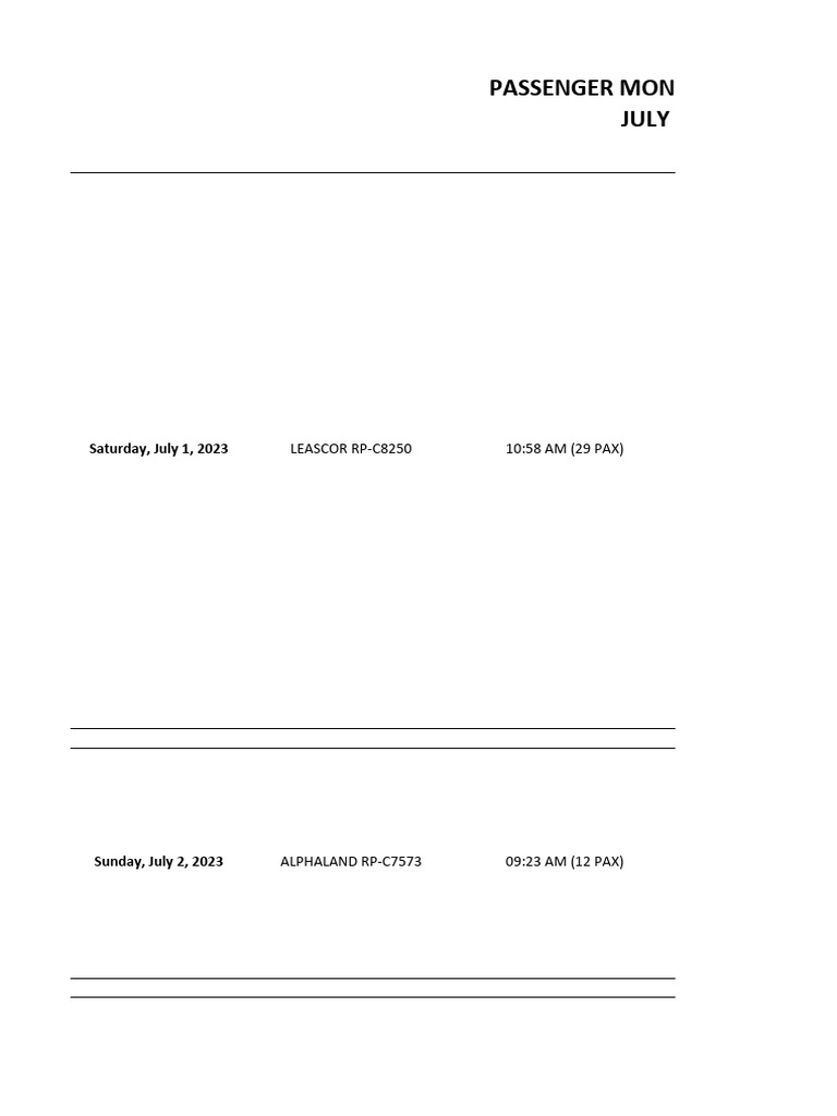 Passenger Monitoring July 2023 | PDF