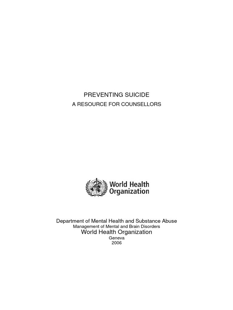Resource for Counsellors on Suicide Prevention | PDF | Suicide | Mental ...