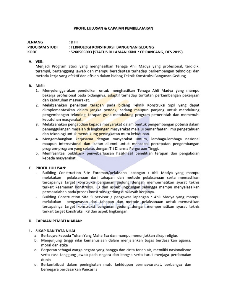 D3 Teknologi Konstruksi Bangunan Gedung Polban Pdf