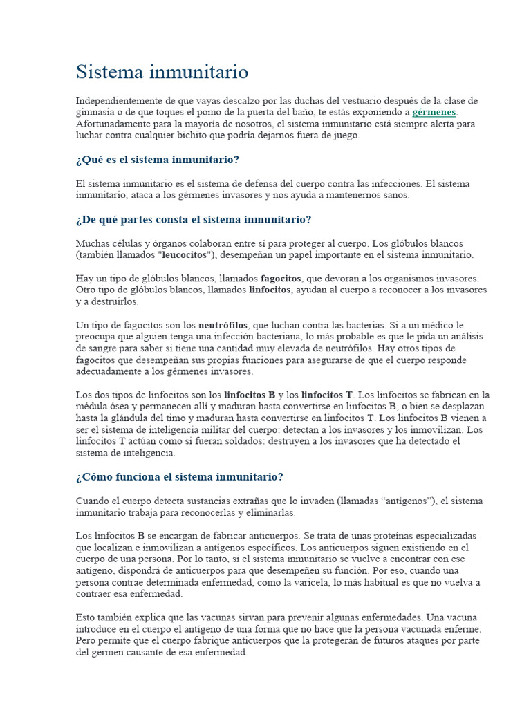Sistema Inmune Pdf Sistema Inmune Sistema Linfático