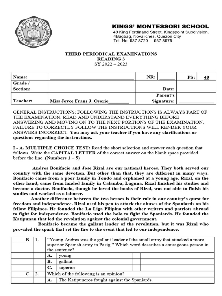 3rd PE Reading 3 Draft | PDF