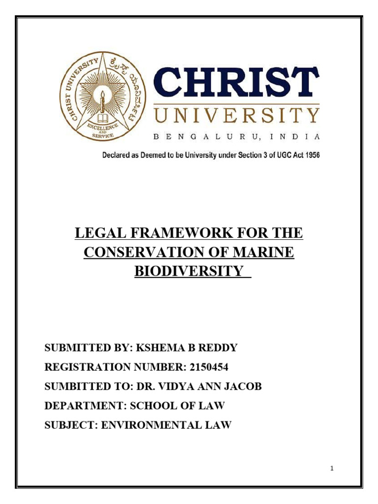 Legal Framework For The Conservation of Marine Biodiversity ...