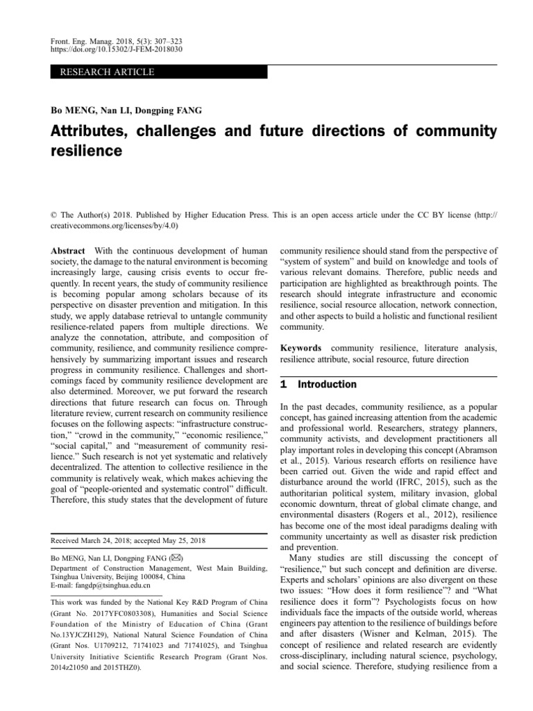 Community Resilience: Challenges & Future Directions | PDF ...