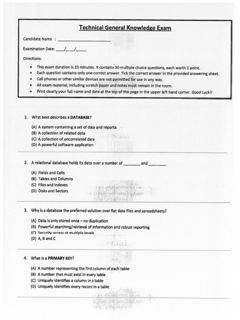 Technical general knowledge test pdf