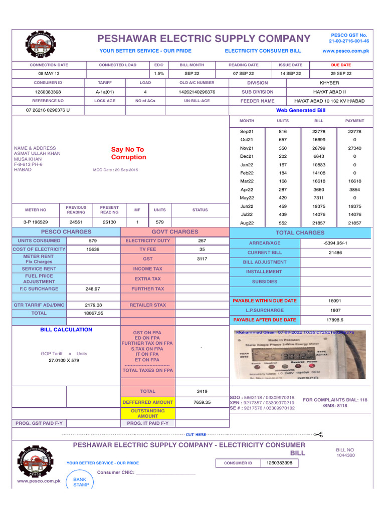 Pesco online bill pdf taxes trade