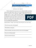 Narrative Paragraph Self-Study Video Worksheet