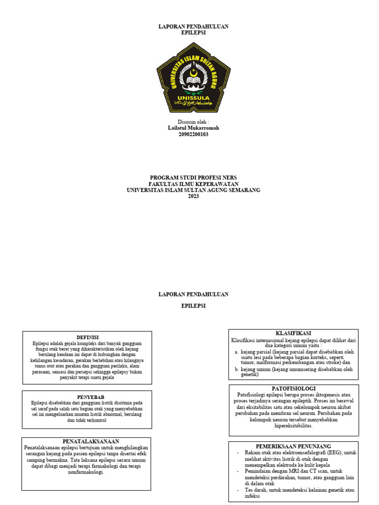 Penatalaksanaan Epilepsi dalam Keperawatan | PDF