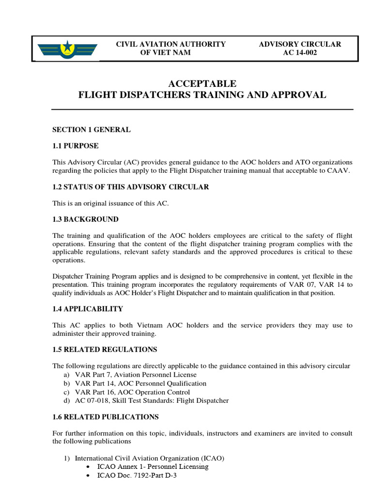 Flight Dispatcher Training Guidelines | PDF | Flight Instructor | Air ...