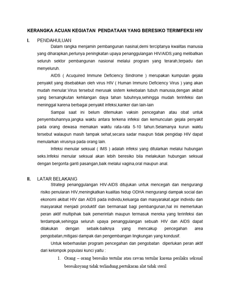 KAK Pendataan Yg Beresiko Terimfeksi HIV | PDF | Ilmu Sosial ...