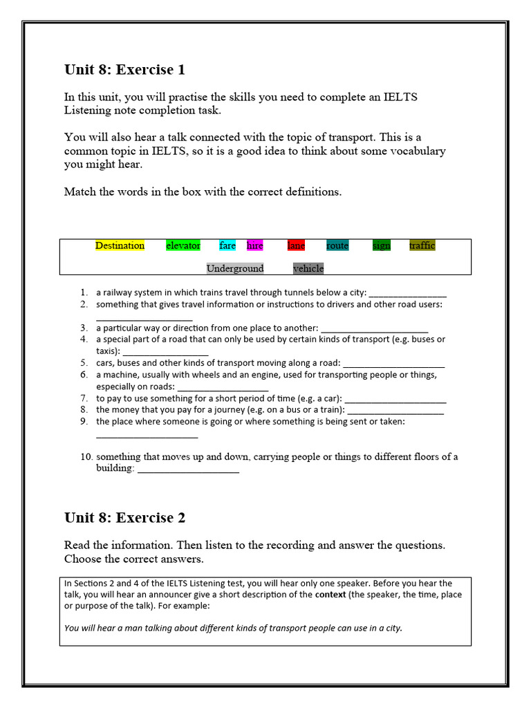 Unit 8 Listening Pdf Noun Plural