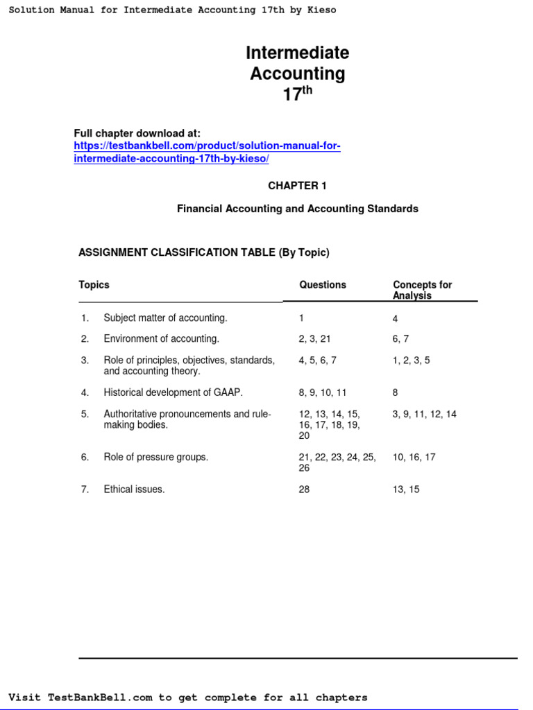 Solution Manual For Intermediate Accounting 17th by Kieso PDF Accounting Reason