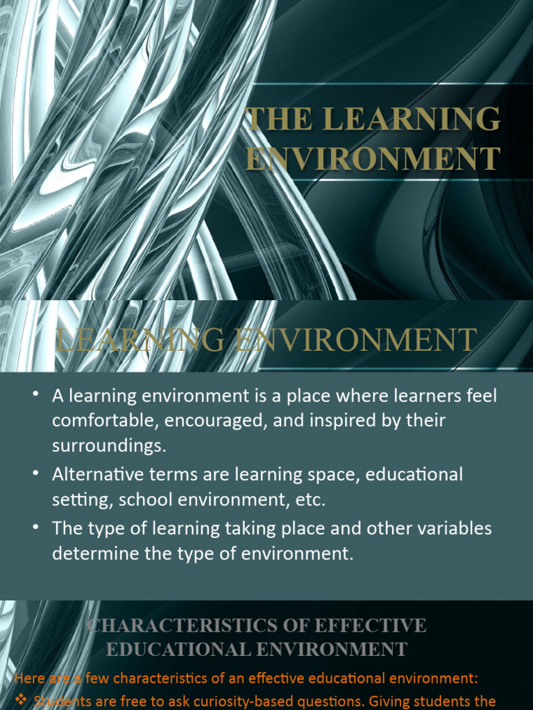 Unit 1 - Chapter 3 - The Learning Environment | PDF | Learning ...