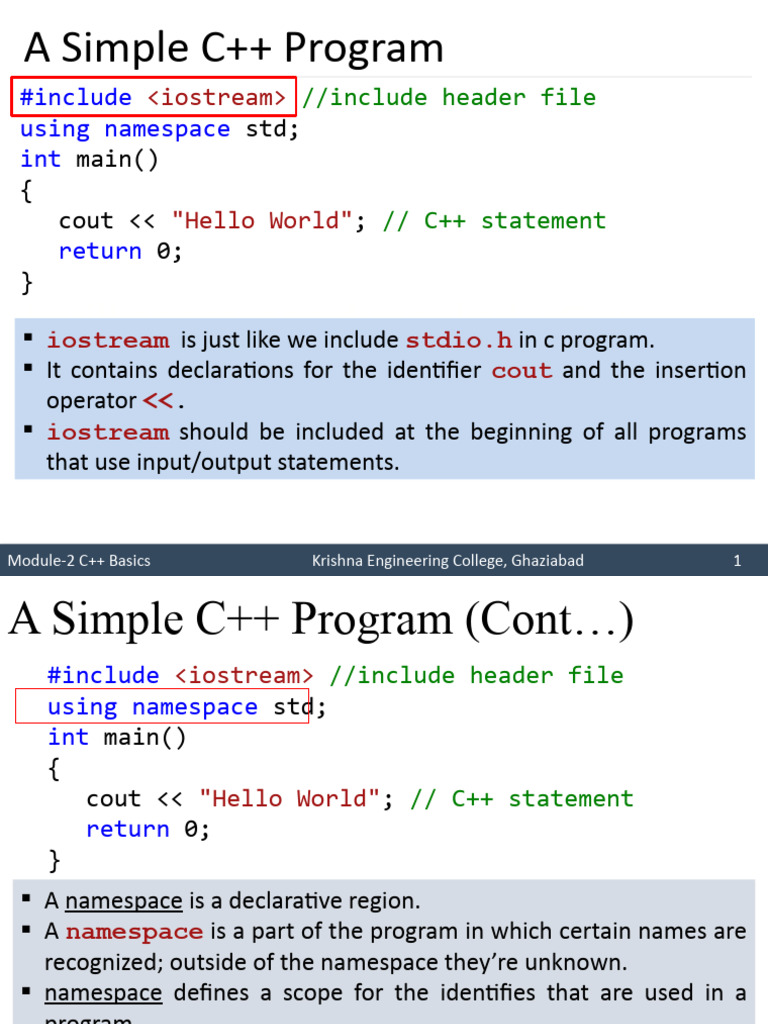 Cpp oops module 2 pdf pointer computer programming namespace