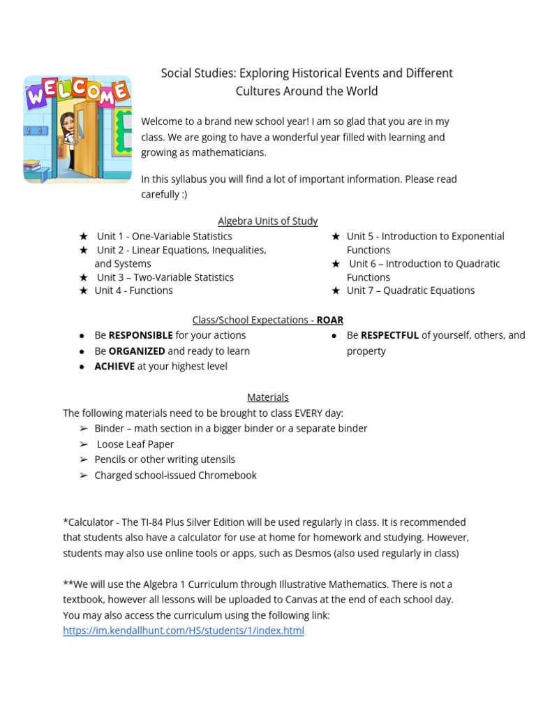 Social Studies Syllabus PDF Mathematics Algebra
