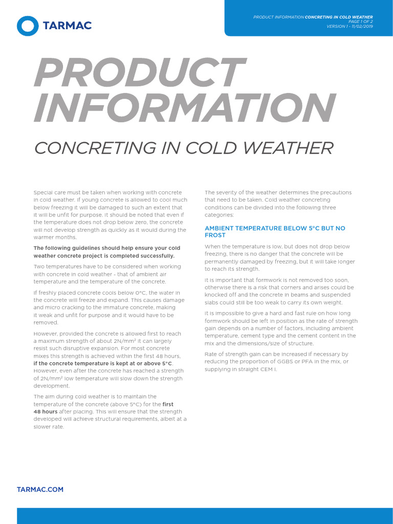 Concreting in Cold Weather | PDF | Concrete | Frost