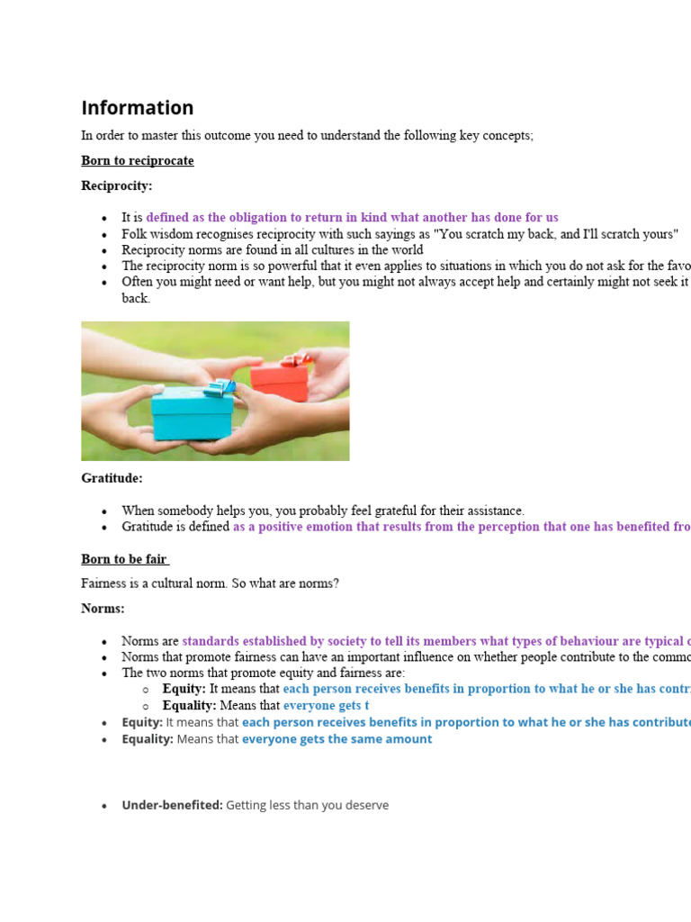Reciprocity PDF Psychological Concepts Behavioural Sciences