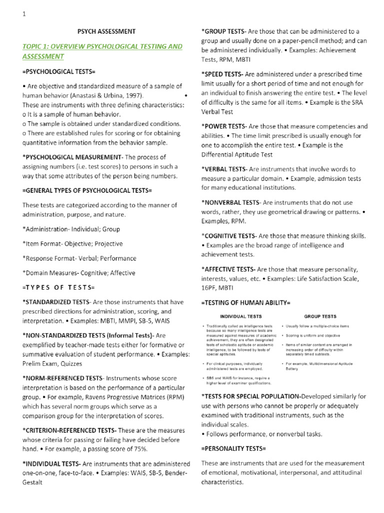 Psych Assessment Reviewer 1 | PDF