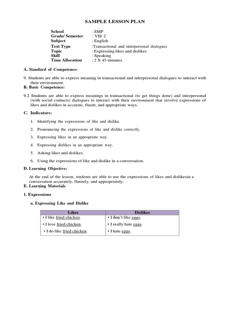 Sample Lesson Plan | PDF | Lesson Plan | Human Communication