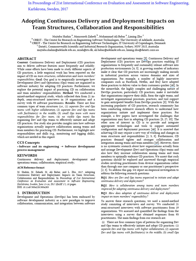 Adopting Continuous Delivery and Deploym | PDF | Qualitative Research ...