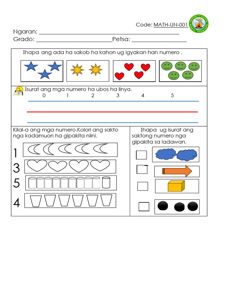 001-004 Worksheets in Numeracy (Waray) | PDF