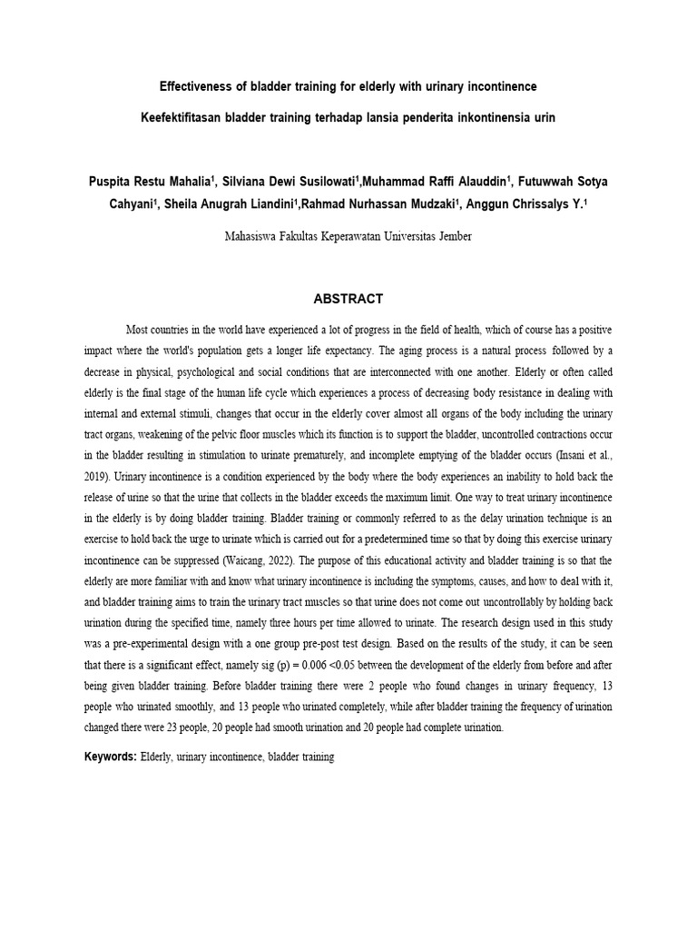 Revesi 1effectiveness of Bladder Training For Elderly With Urinary