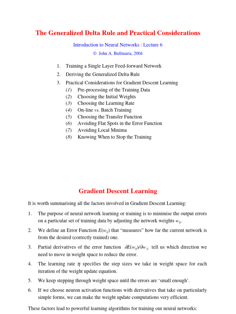 Generalized Delta Rule in Neural Networks | PDF | Science & Mathematics ...