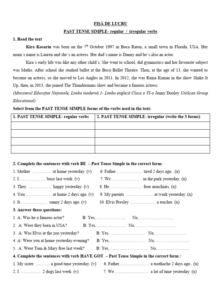 Past Simple Tense Worksheet | PDF | Linguistics | Grammar