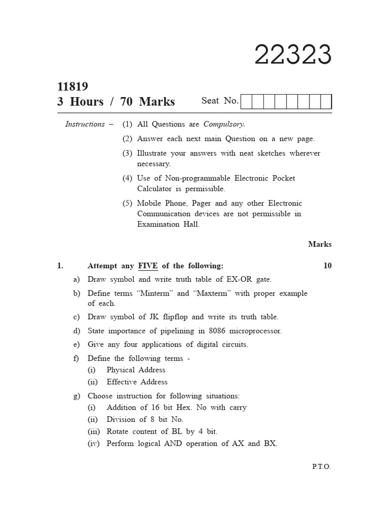 Digital Circuits and Microprocessor Exam Guide | PDF | Amplifier ...